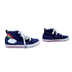 MINI BODEN Rainbow Sneakers Girls 1 Eu 32 Blue High Top Boots Shoes Clouds Sun